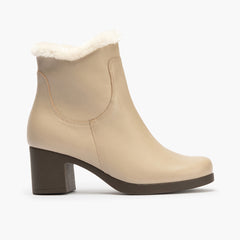 Botín con Pelo en napa de mujer color piedra