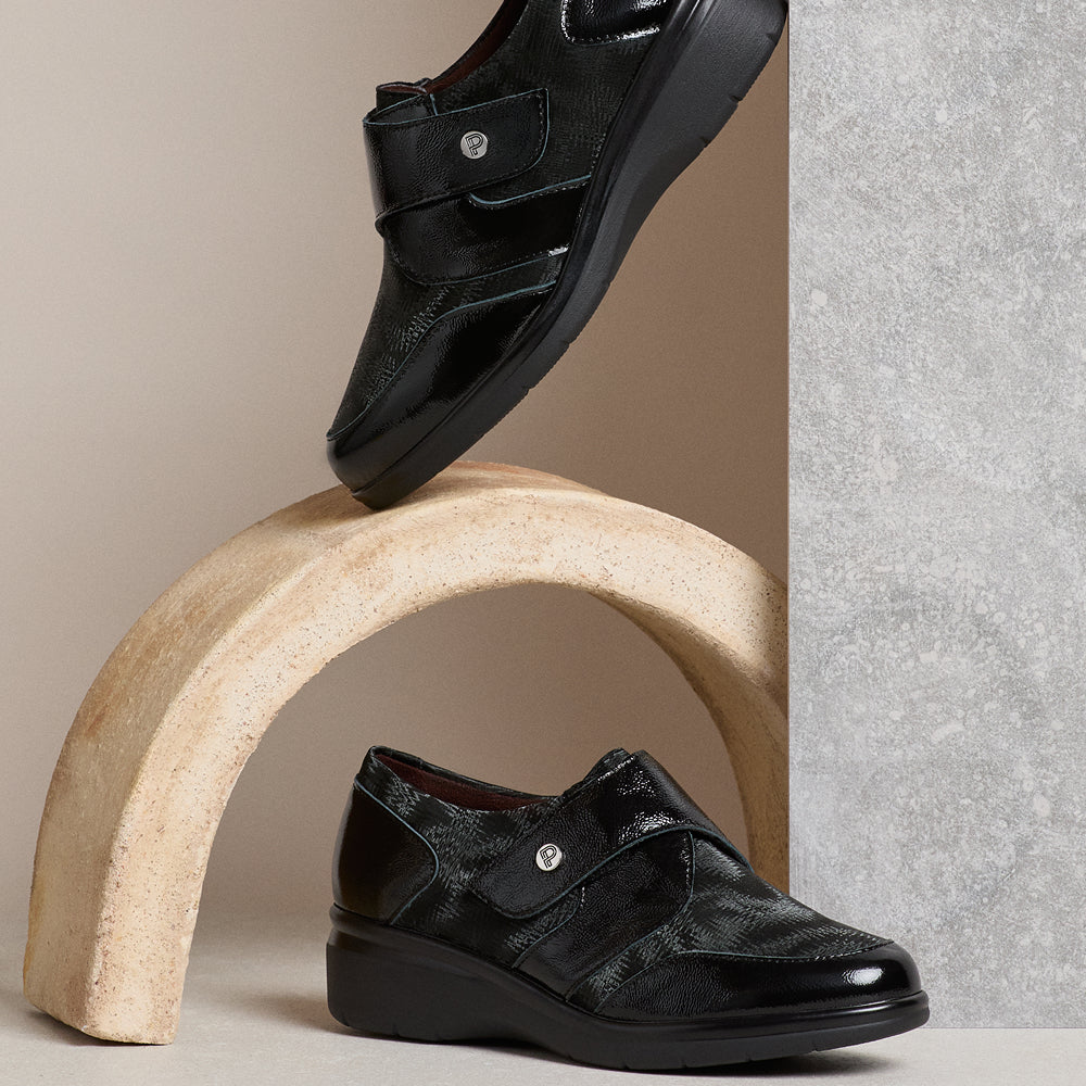 Blucher Lycra con Velcro de mujer color negro