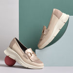 Mocasín con Flecos de mujer color piedra