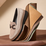 Mocasín Combinado Ante de mujer color piedra