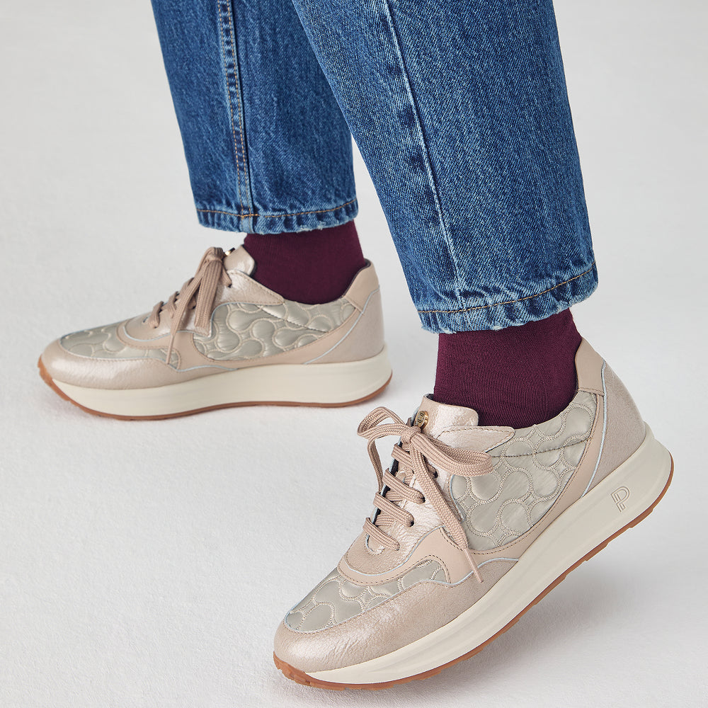 Deportivo Combinado con Nylon de mujer color piedra