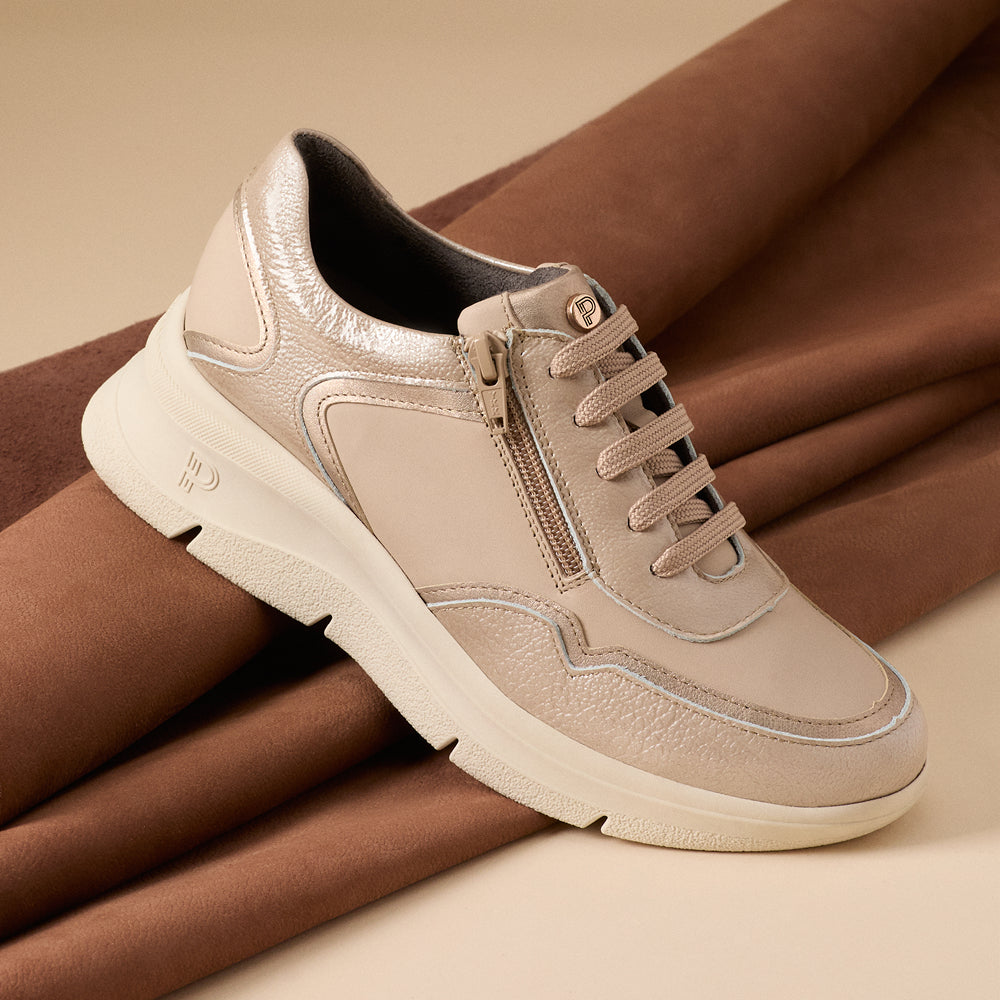 Deportivo de Cremallera Combinado con Laminado de mujer color piedra