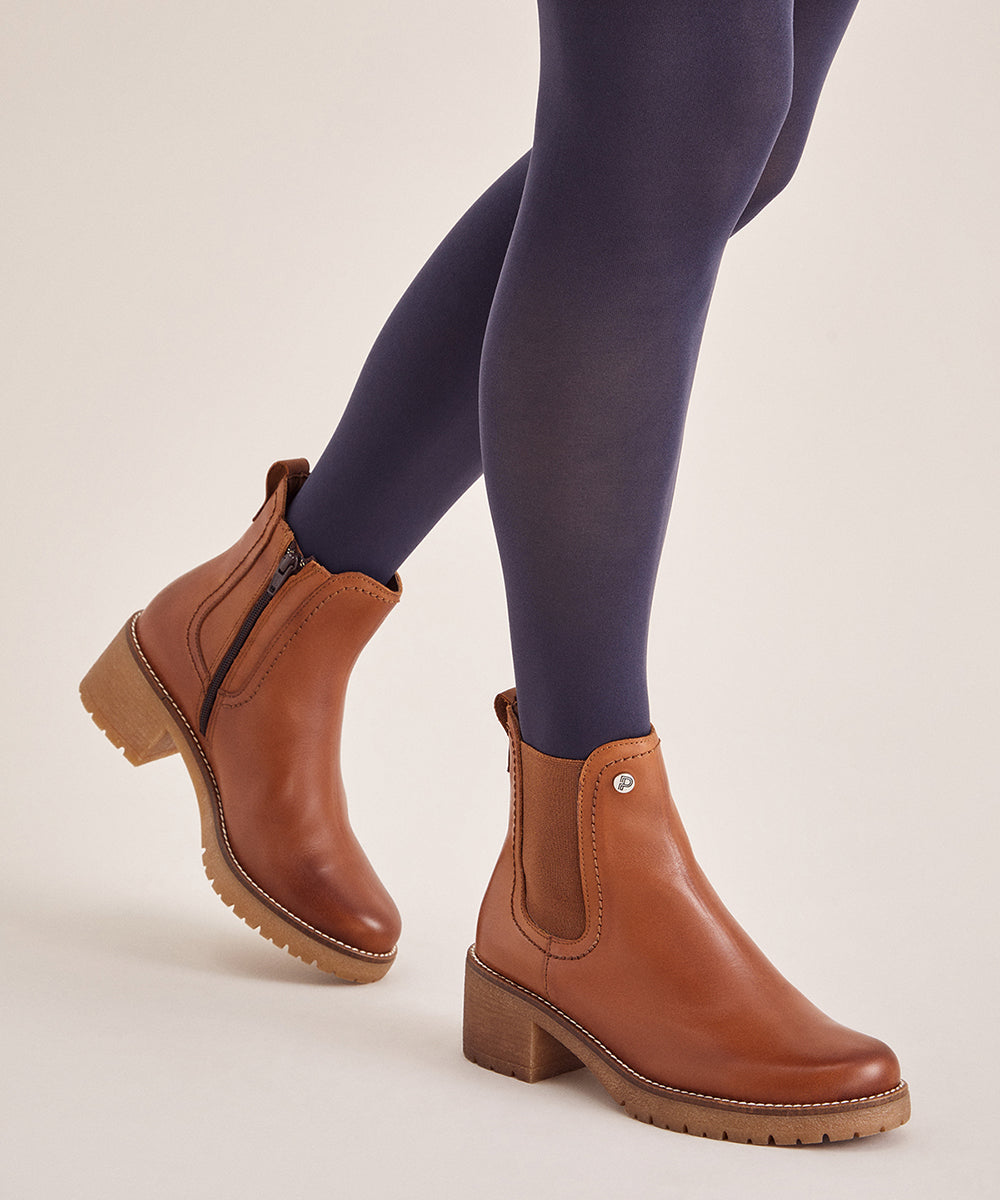 Botín Chelsey en Napa de mujer color cuero