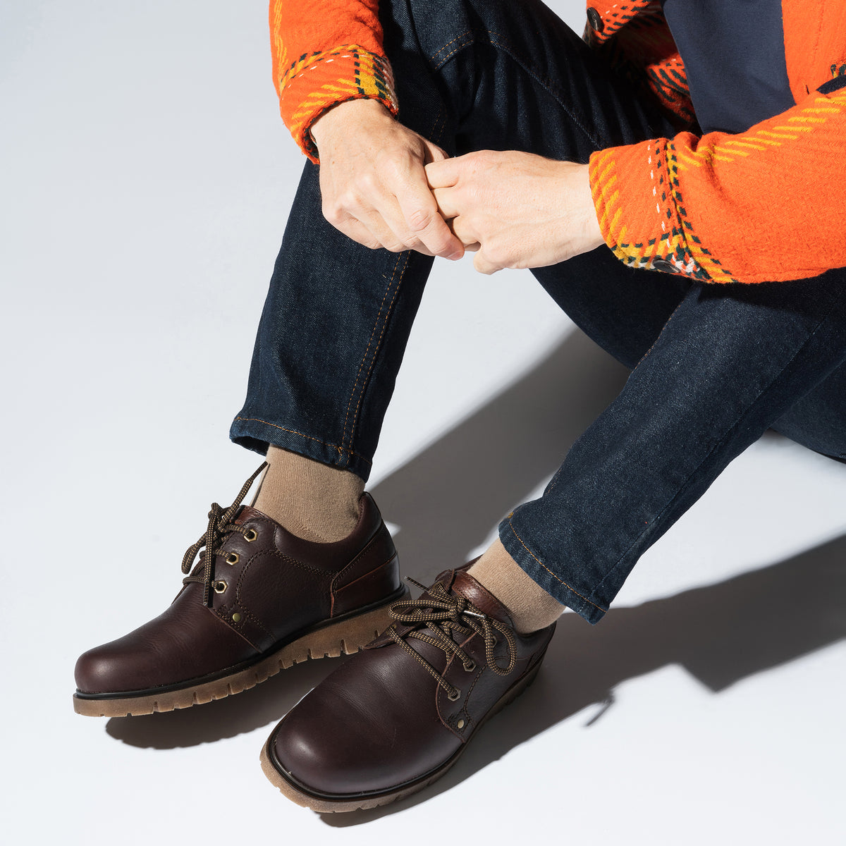 Blucher sport hombre piel con cordones color marron