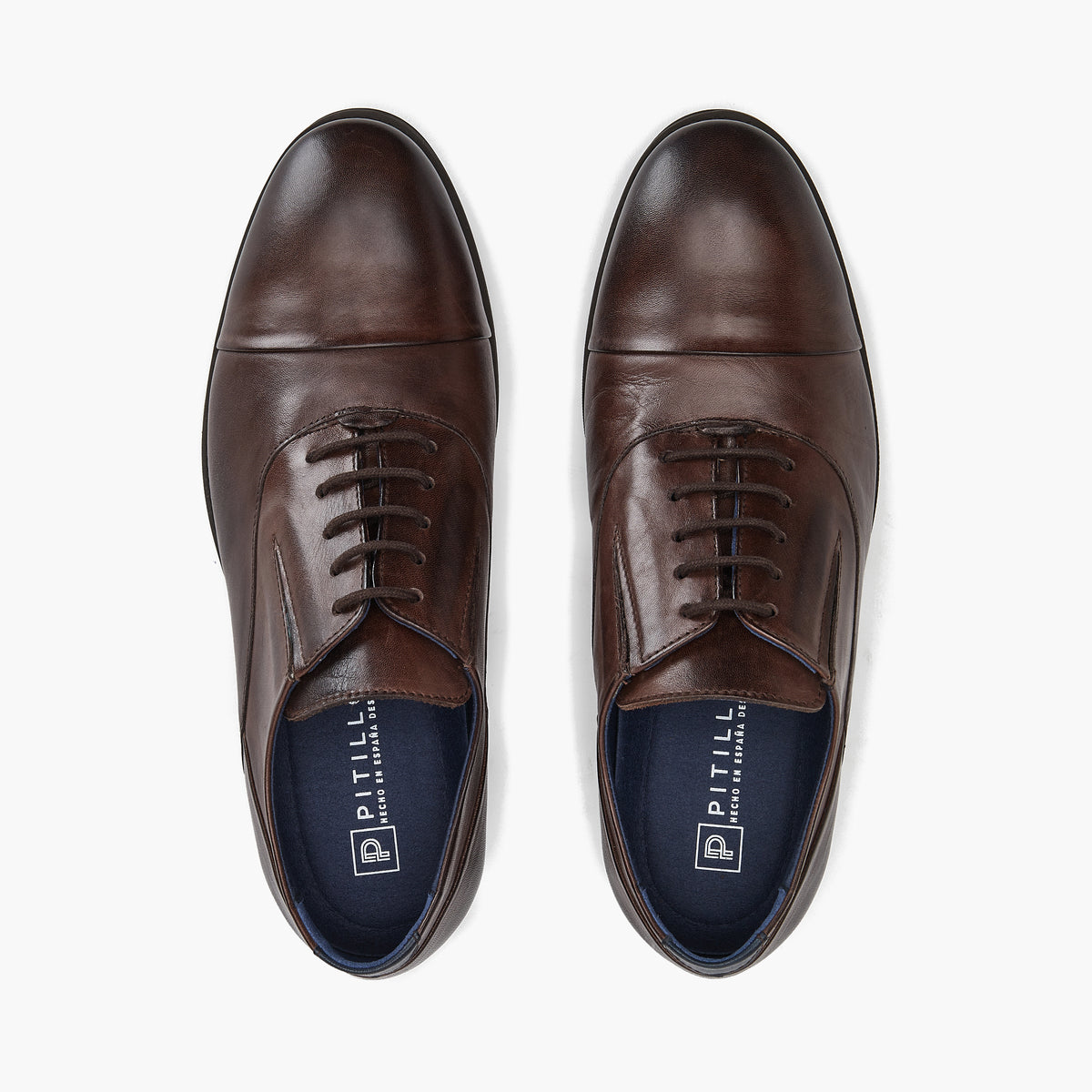 Blucher vestir hombre piel con cordones color marron