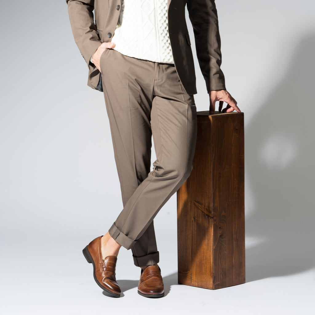 Mocasin vestir con antifaz hombre color libano