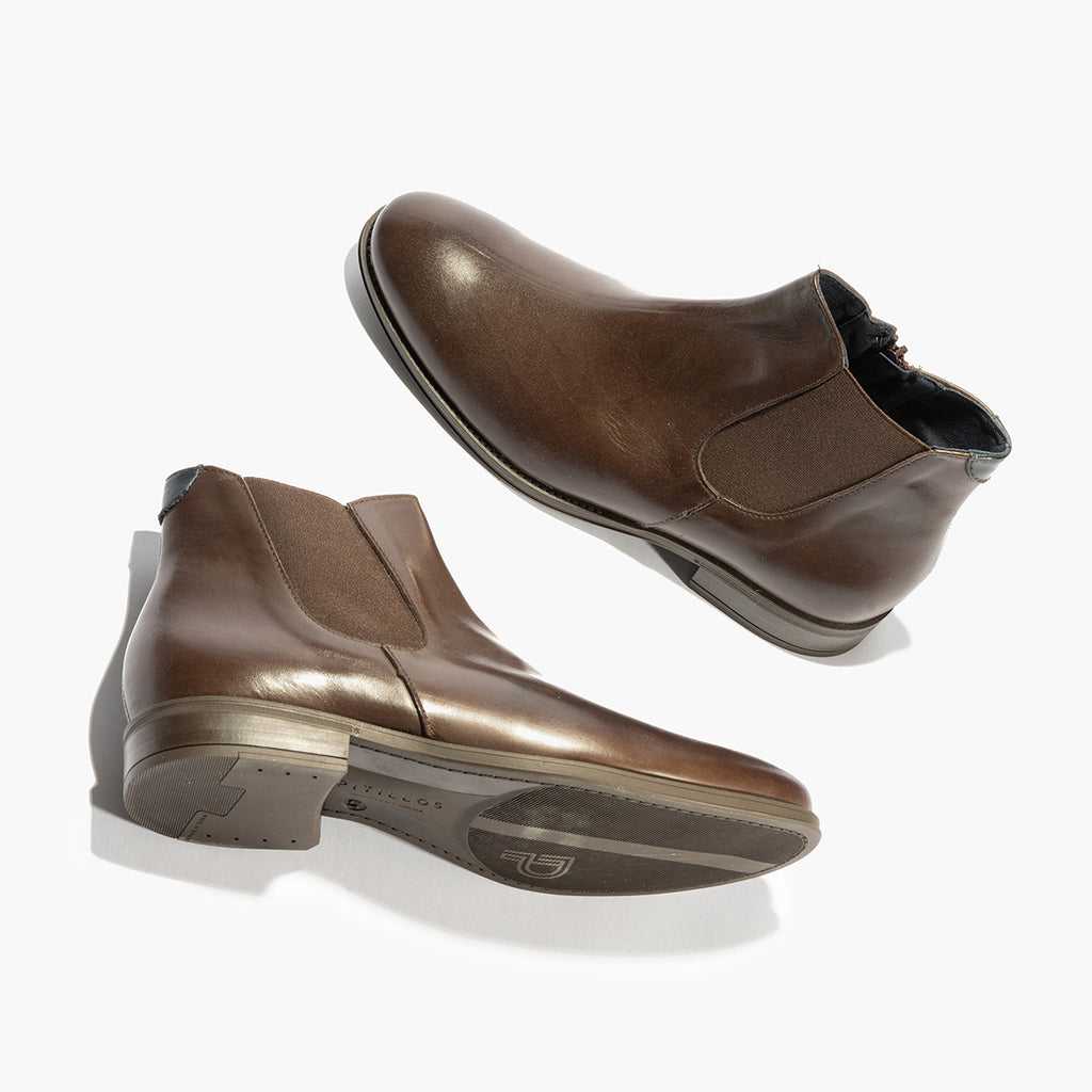 Botín Chelsey vestir hombre con elasticos color marron
