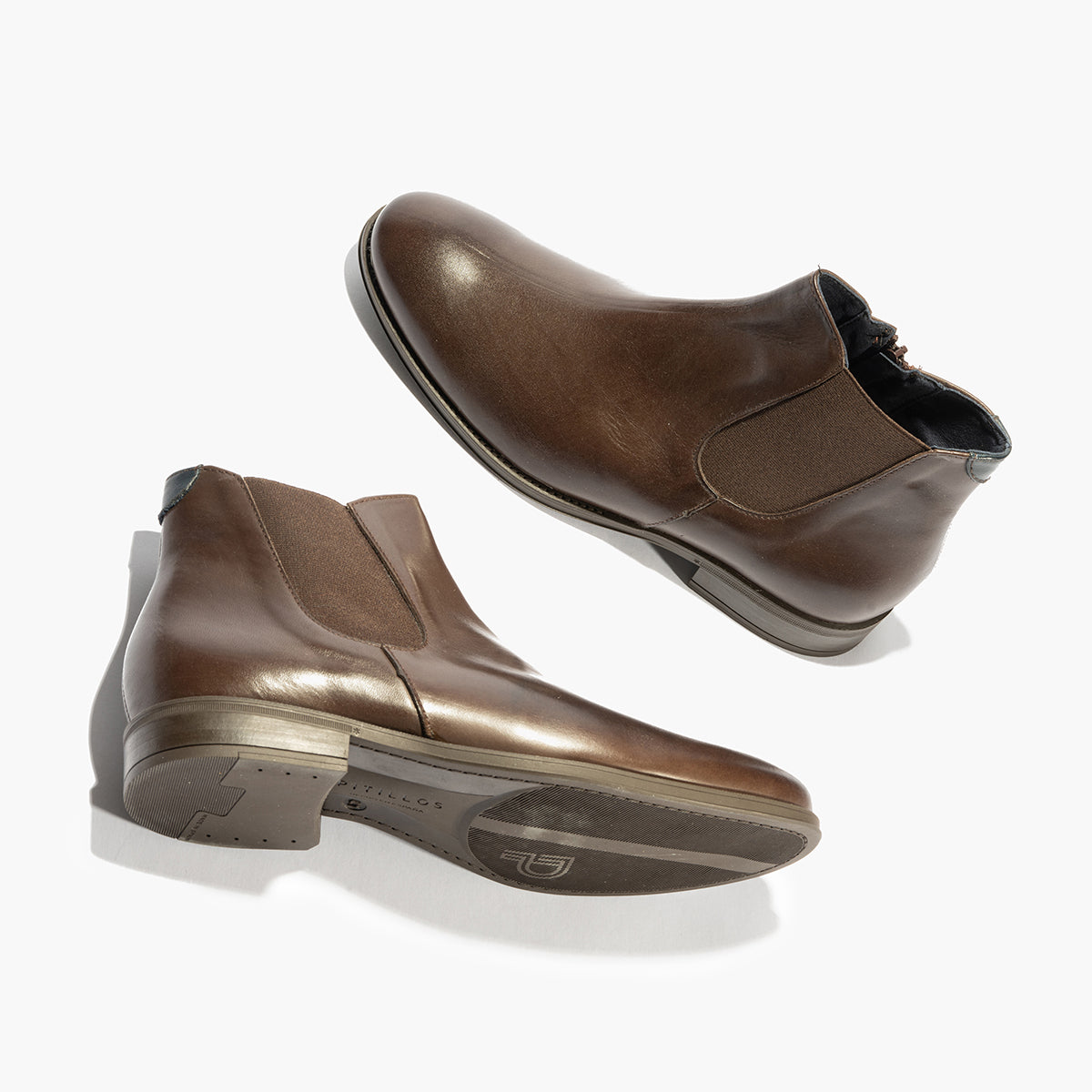Botín Chelsey vestir hombre con elasticos color marron