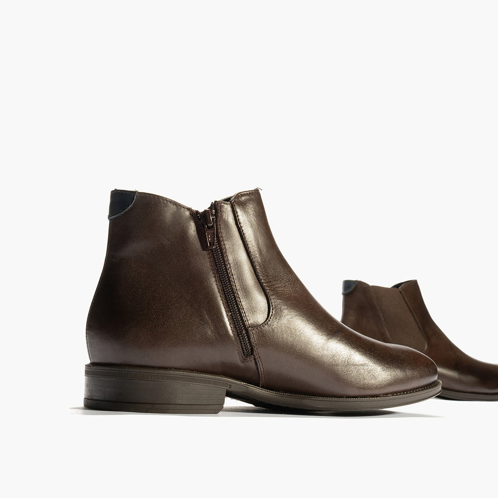 Botín Chelsey vestir hombre con elasticos color marron