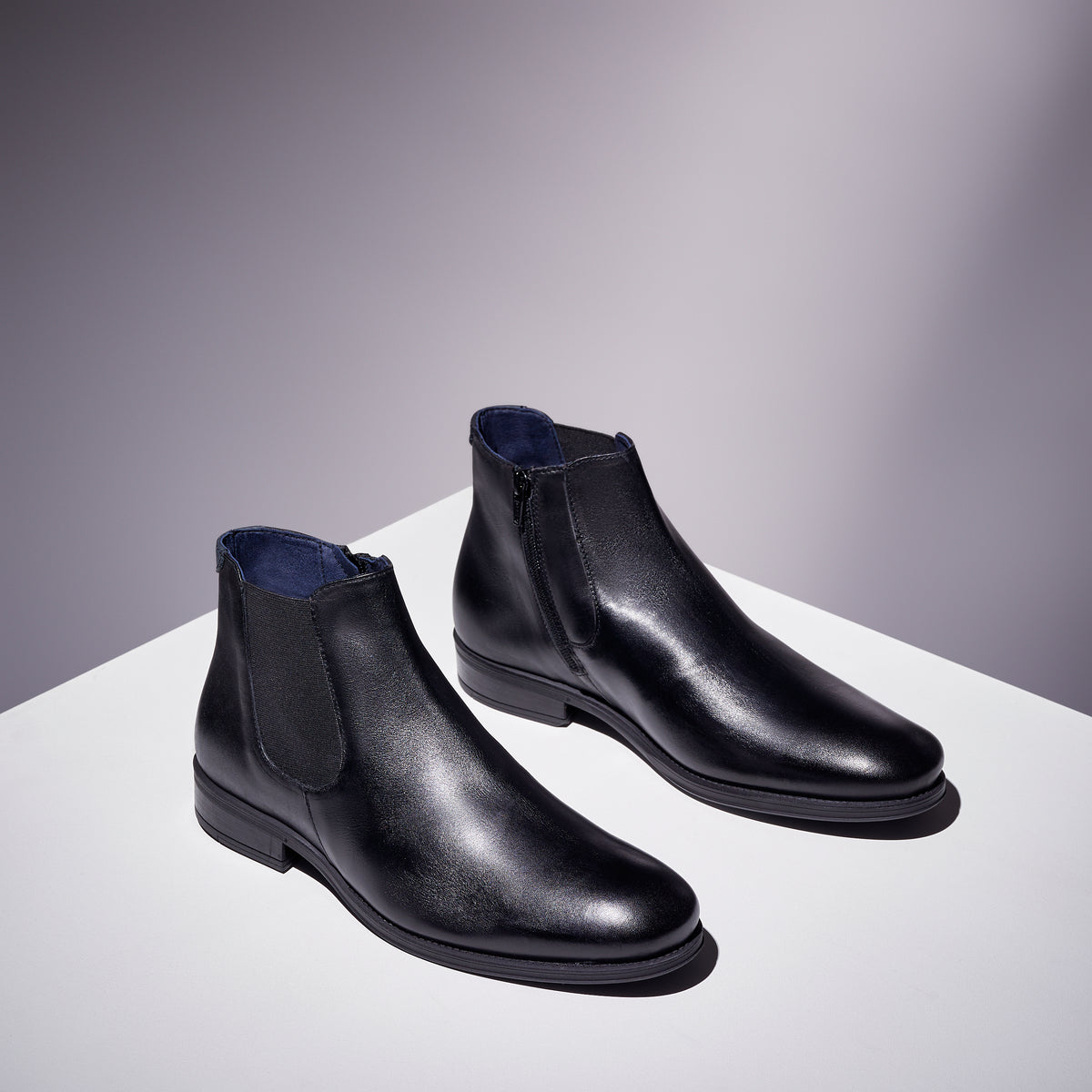 Botín Chelsey vestir hombre con elasticos color negro