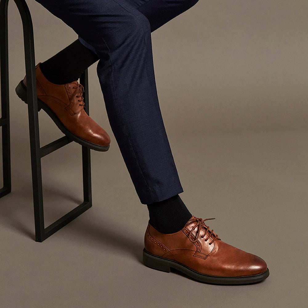 Blucher en Napa hombre con cordones color cuero