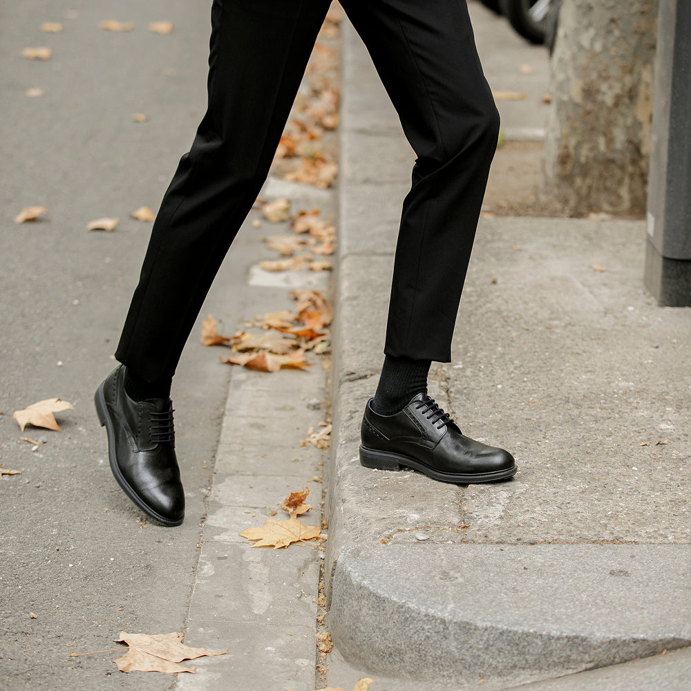 Blucher en Napa hombre con cordones color negro