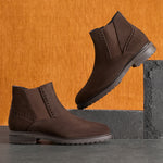 Botín Chelsey en Serraje hombre con elasticos color marron