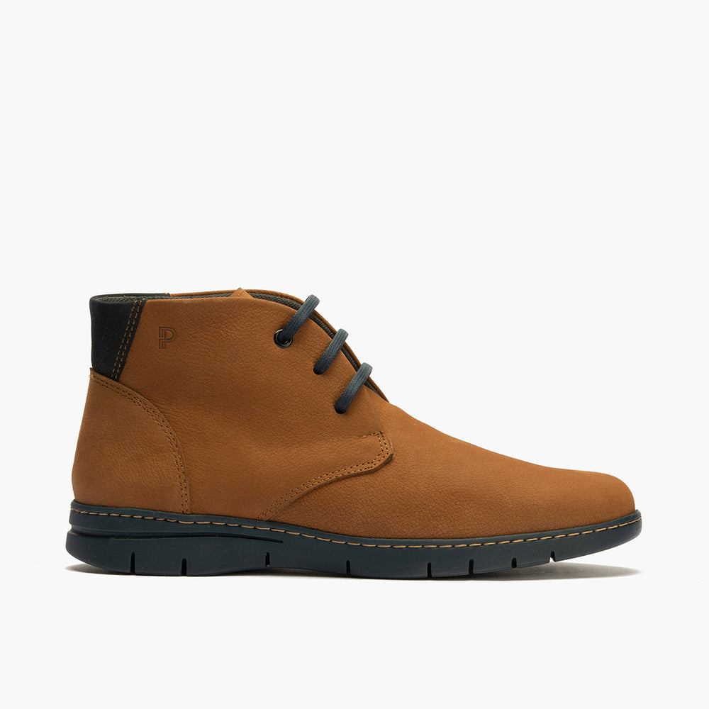 Botín Safari hombre con cordones color cuero
