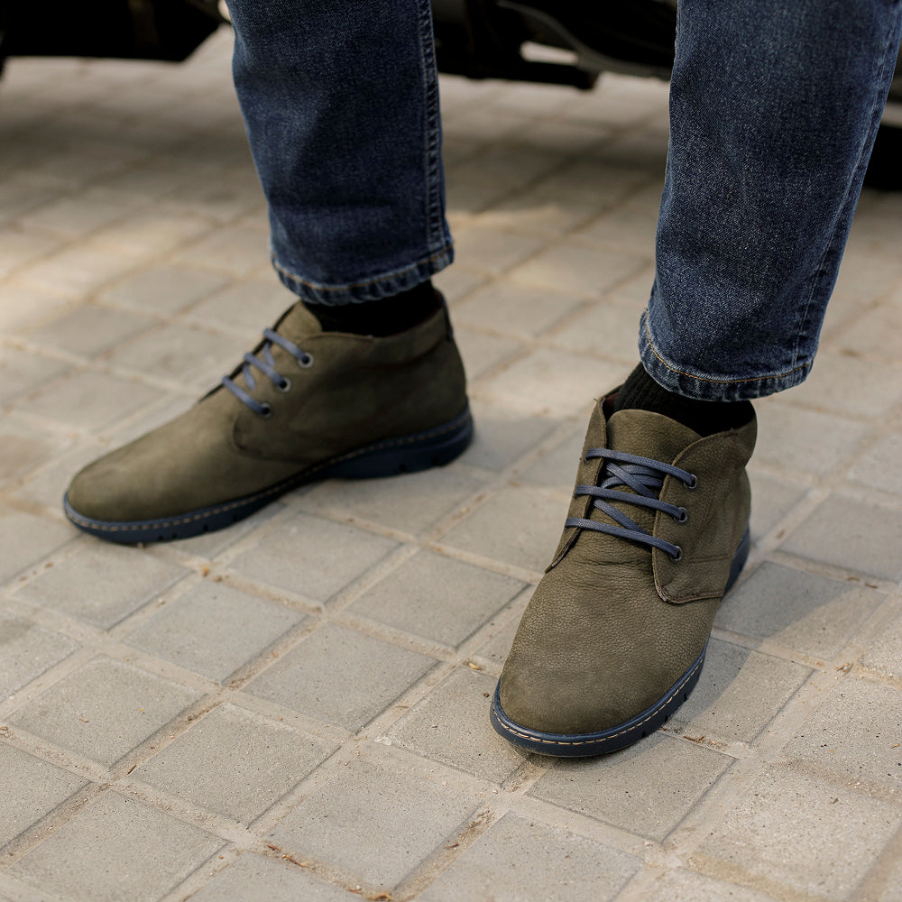 Botín Safari hombre con cordones color kaki