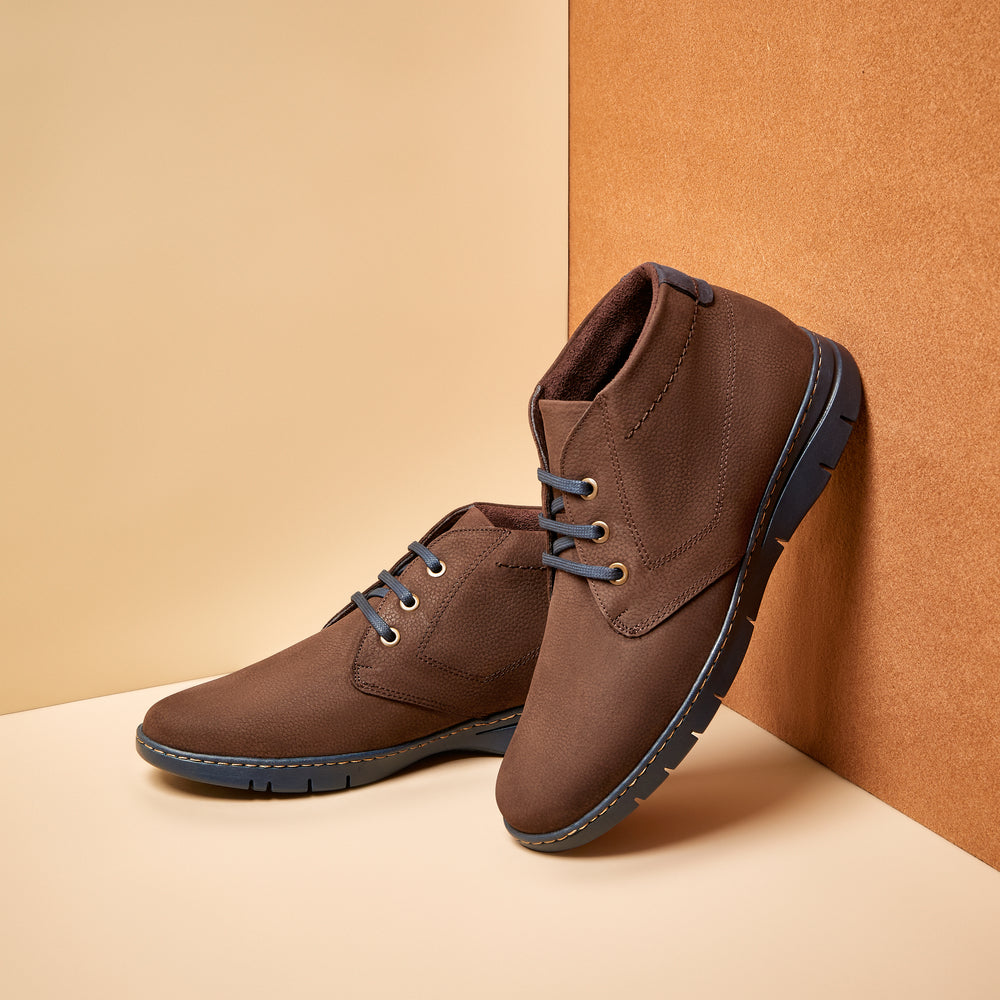 Botín Safari hombre con cordones color marron
