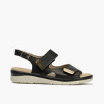 Sandalia plana con doble velcro en piel napa bombeada Negro