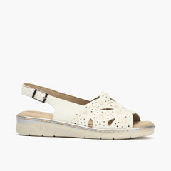 Sandalia plana en piel napa bombeada Blanco