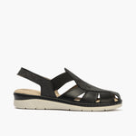 Sandalia plana clásica con ajuste elástico en napa fantasía y piel napa Negro