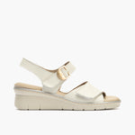 Sandalia con cuña con velcros en piel napa Glacial