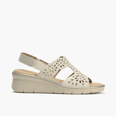 Sandalia con cuña en piel napa Glacial