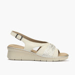 Sandalia con cuña clásica en piel napa y piel fantasía Glacial