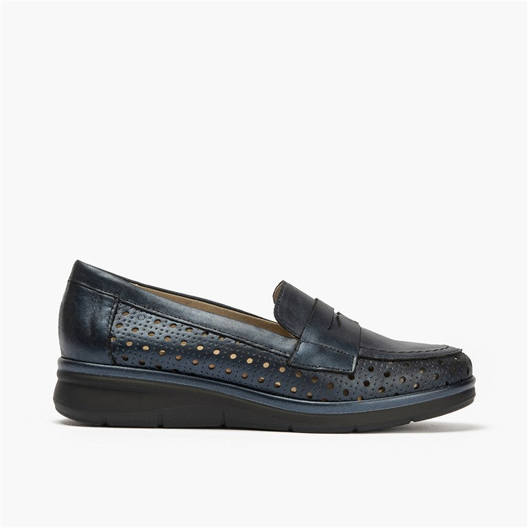 Mocasín plano con antifaz en piel napa fantasía y piel napa con acabados metalizados Marin