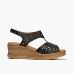 Sandalia con plataforma  en piel napa Marino