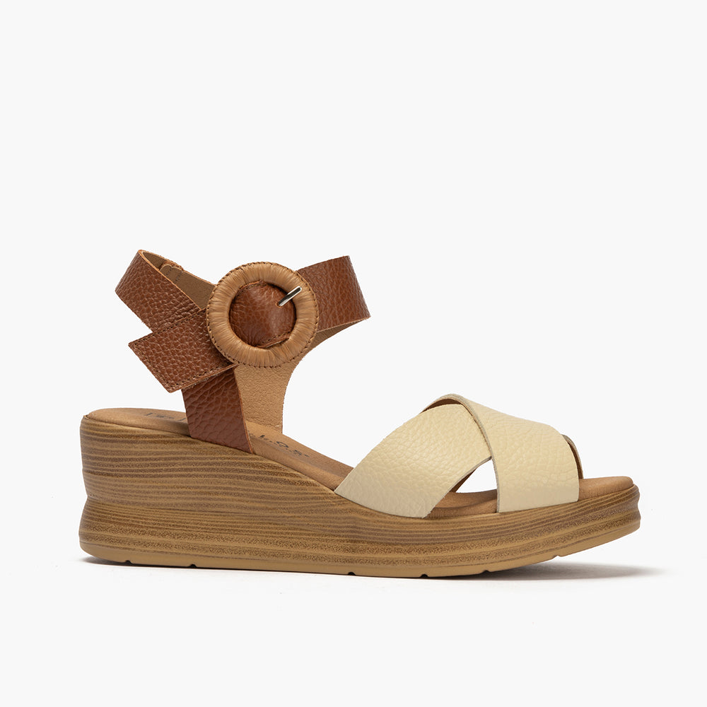 Sandalia Pala Cruzada Crema