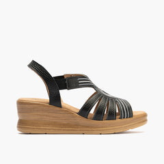 Sandalia con plataforma en piel napa Negro