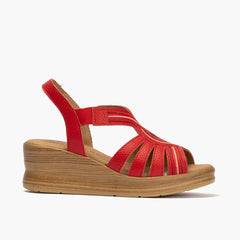 Sandalia con plataforma en piel napa Rojo