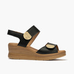 Sandalia con plataforma y velcros en piel napa bombeada Negro