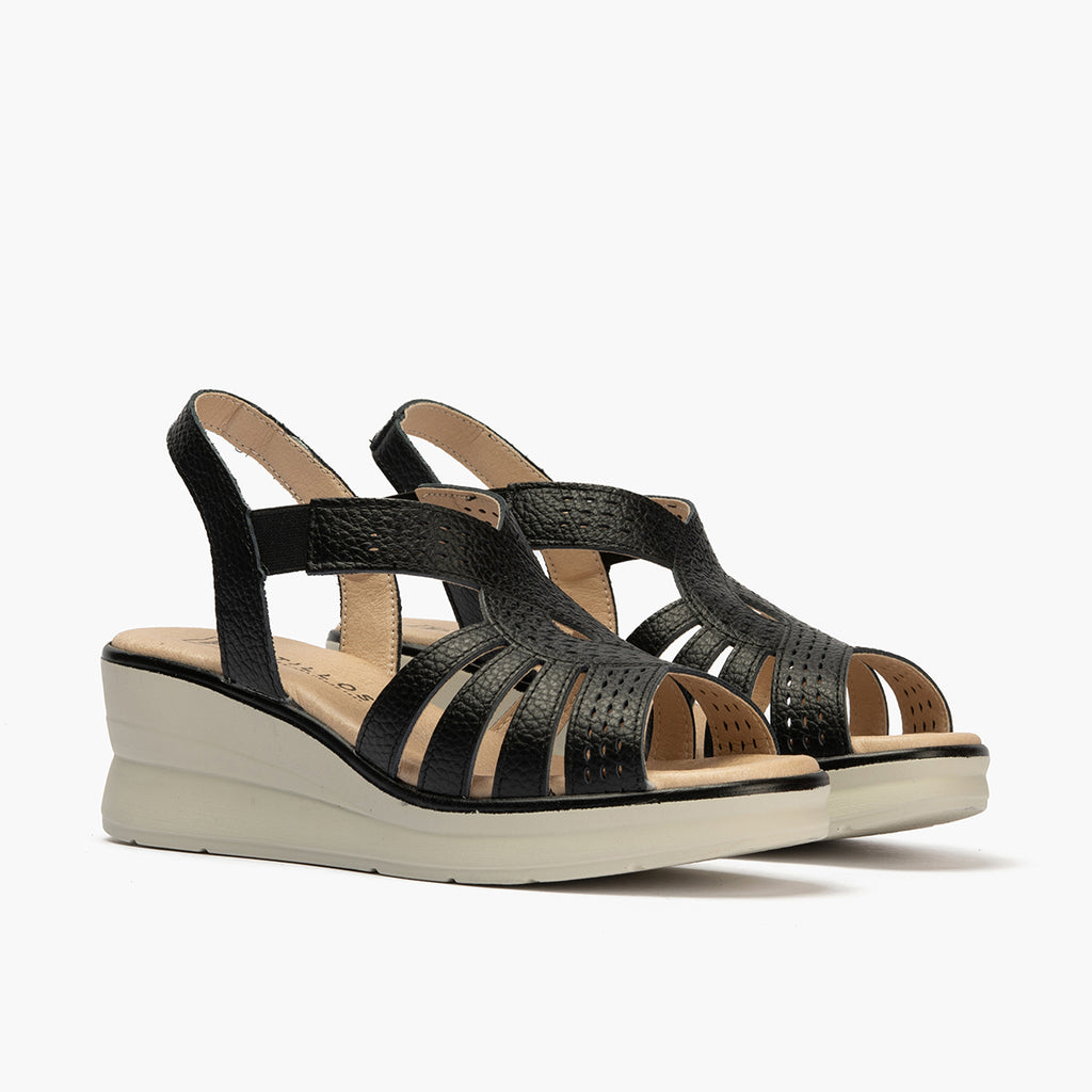 Sandalia plataforma de diseño clásico Negro