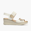 Sandalia plataforma con doble velcro con toques metálicos Blanco