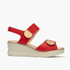 Sandalia plataforma con doble velcro con toques metálicos Rojo