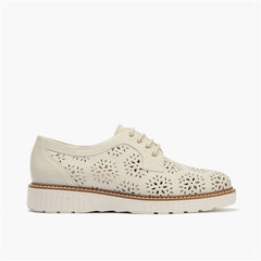 Zapato blucher con cordones, en piel napa perforada Glacial
