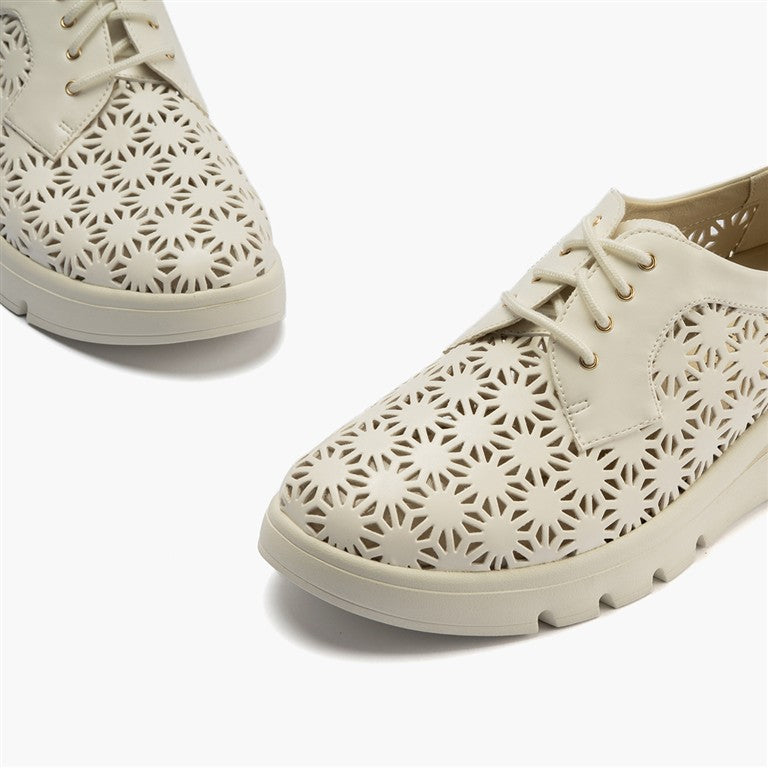 Zapato blucher plataforma con cordones en napa sintética Blanco
