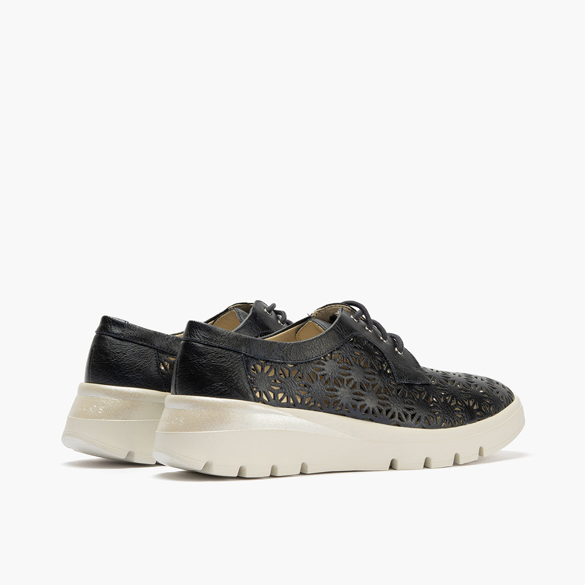 Zapato blucher plataforma con cordones en napa sintética Marino