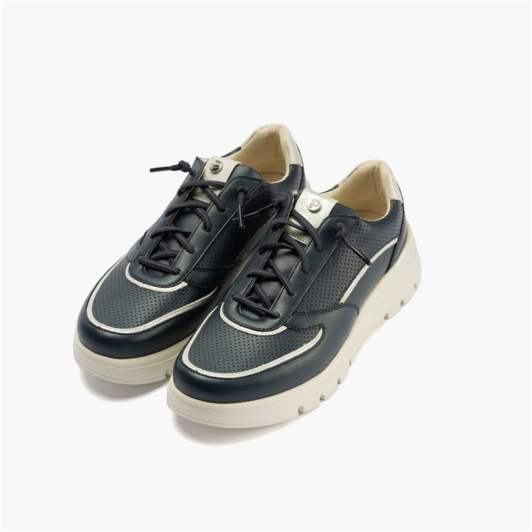 Deportivo plataforma con cordones elásticos Marino