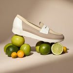 Mocasín estilo deportivo con antifaz en piel Piedra