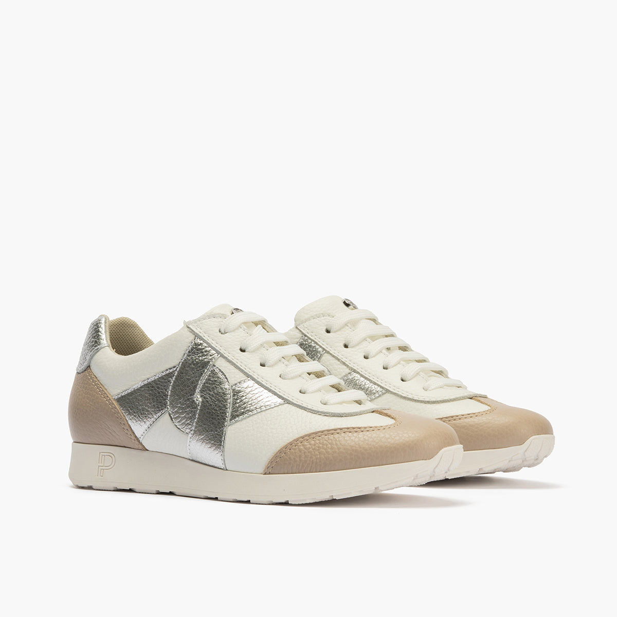 Deportivo plano en piel napa combinada Blanco