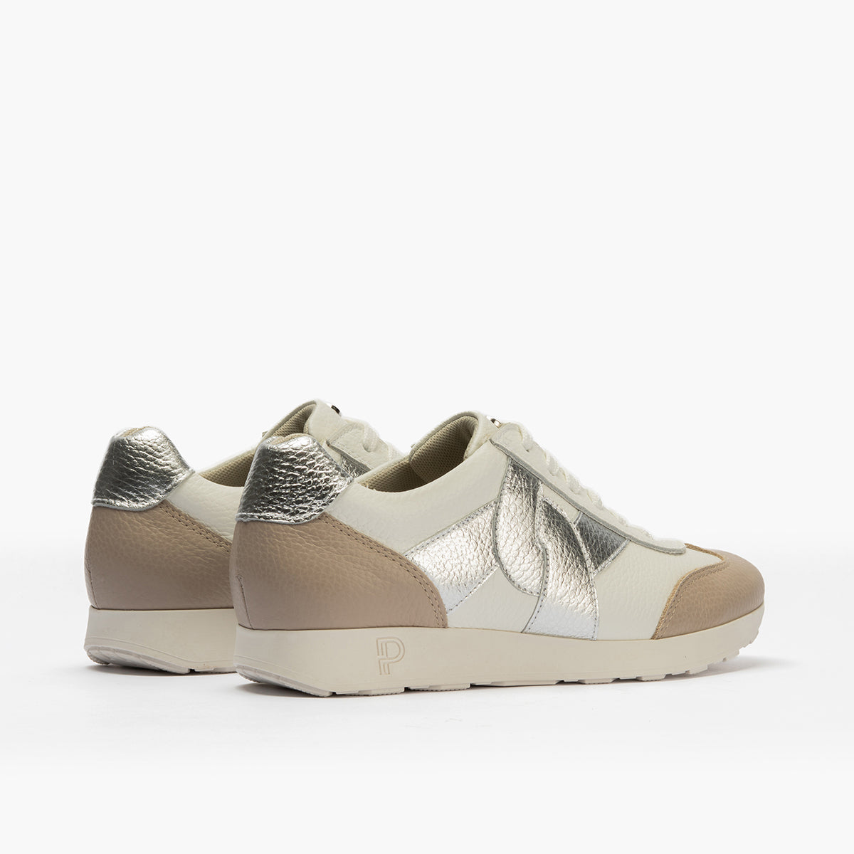 Deportivo plano en piel napa combinada Blanco