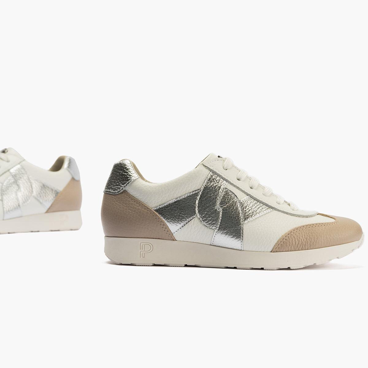 Deportivo plano en piel napa combinada Blanco