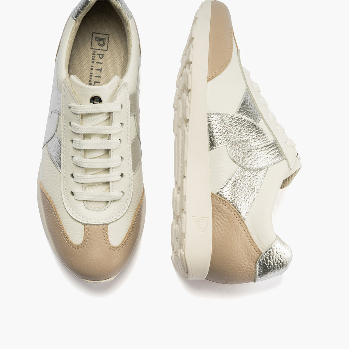 Deportivo plano en piel napa combinada Blanco