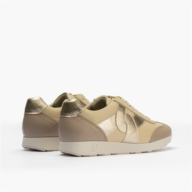 Deportivo plano en piel napa combinada Crema