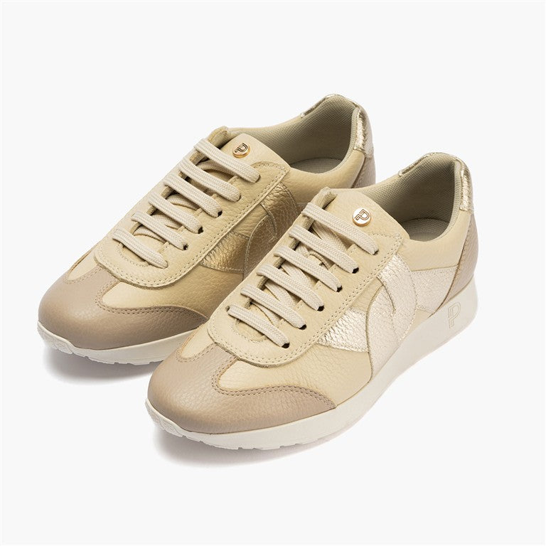 Deportivo plano en piel napa combinada Crema