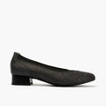Zapato salón con ribete elástico, con tacón bajo y punta redonda, en piel fantasía Negro