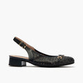 Zapato salón destalonado con adorno y tacón bajo, con punta redonda Marino
