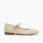 Bailarina plana en piel charol Crema