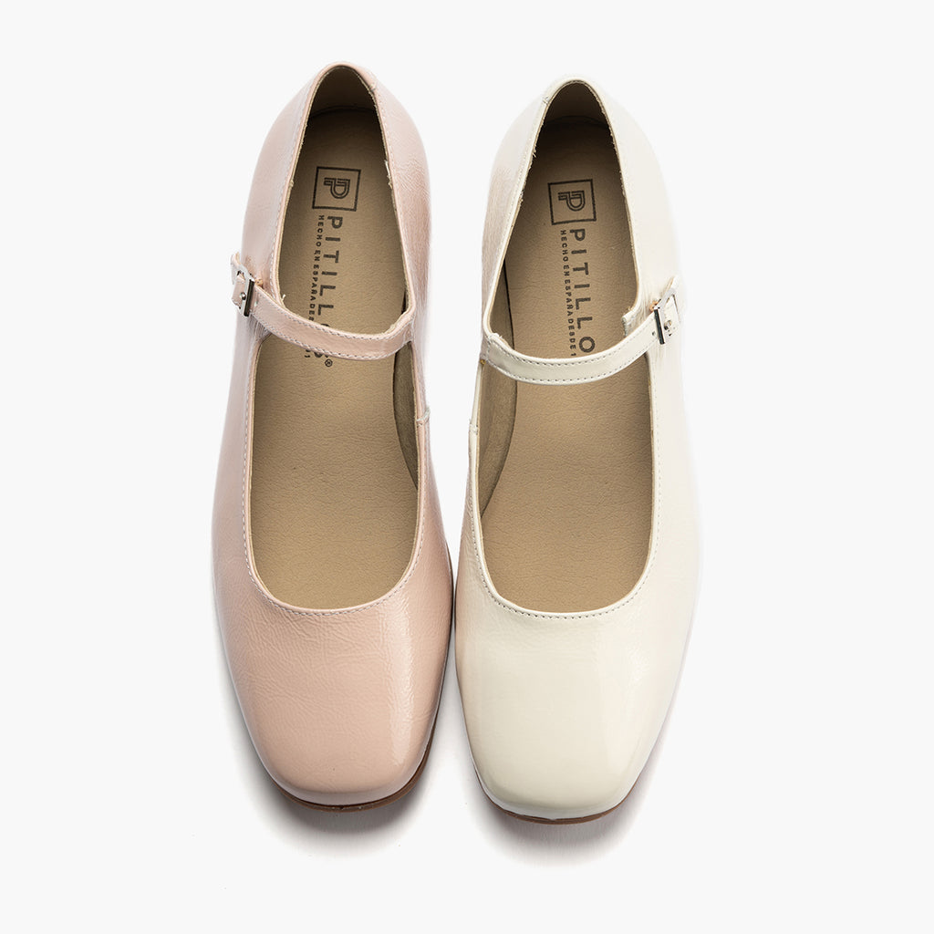 Bailarina plana en piel charol Glacial